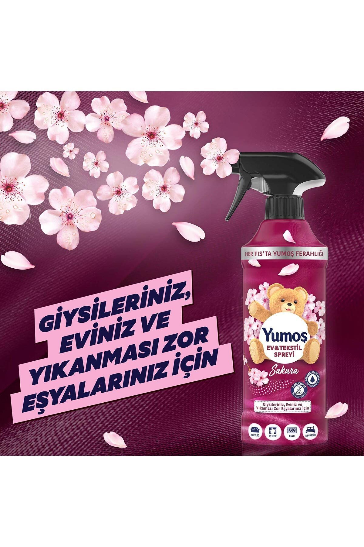 Yumoş Spray Room And Furniture Fragrance Lilyum 450 Ml x1 Orchid 450 Ml x1 Sakura 450 Ml x1 7