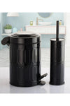 Sas Haus Pedal Trash Can Toilet WC Brush Bathroom Trash Can 2-Piece Bathroom Set 5 Liter Black Vintage 1