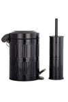 Sas Haus Pedal Trash Can Toilet WC Brush Bathroom Trash Can 2-Piece Bathroom Set 5 Liter Black Vintage 2