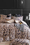 İQON Elastic Fitted Sheet Duvet Cover Set Double Leopard Brown 1