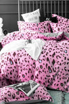 İQON Elastic Fitted Sheet Duvet Cover Set Double Leopard Pink 1