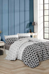 Tabu Home Geometric Fitted Sheet Anthracite Double Duvet Cover Set 2