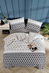 Tabu Home Geometric Fitted Sheet Anthracite Double Duvet Cover Set 3