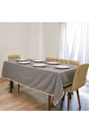 NDC HOME Grey Anthracite Cotton Linen Tassel Tablecloth 2