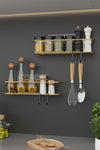 Bino Spice Rack 2-Piece Set Gold Metal Kitchen Shelf Bathroom Shelf Adhesive Hooked Salt Shaker Hanger 1