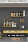 Bino Spice Rack 2-Piece Set Gold Metal Kitchen Shelf Bathroom Shelf Adhesive Hooked Salt Shaker Hanger 2