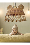 Belkıs Rattan Rattan, Bamboo, Wicker Pendant Lamp Rabbit, Bear Ear Children's Room With Metal Chain Vintage Installation 1