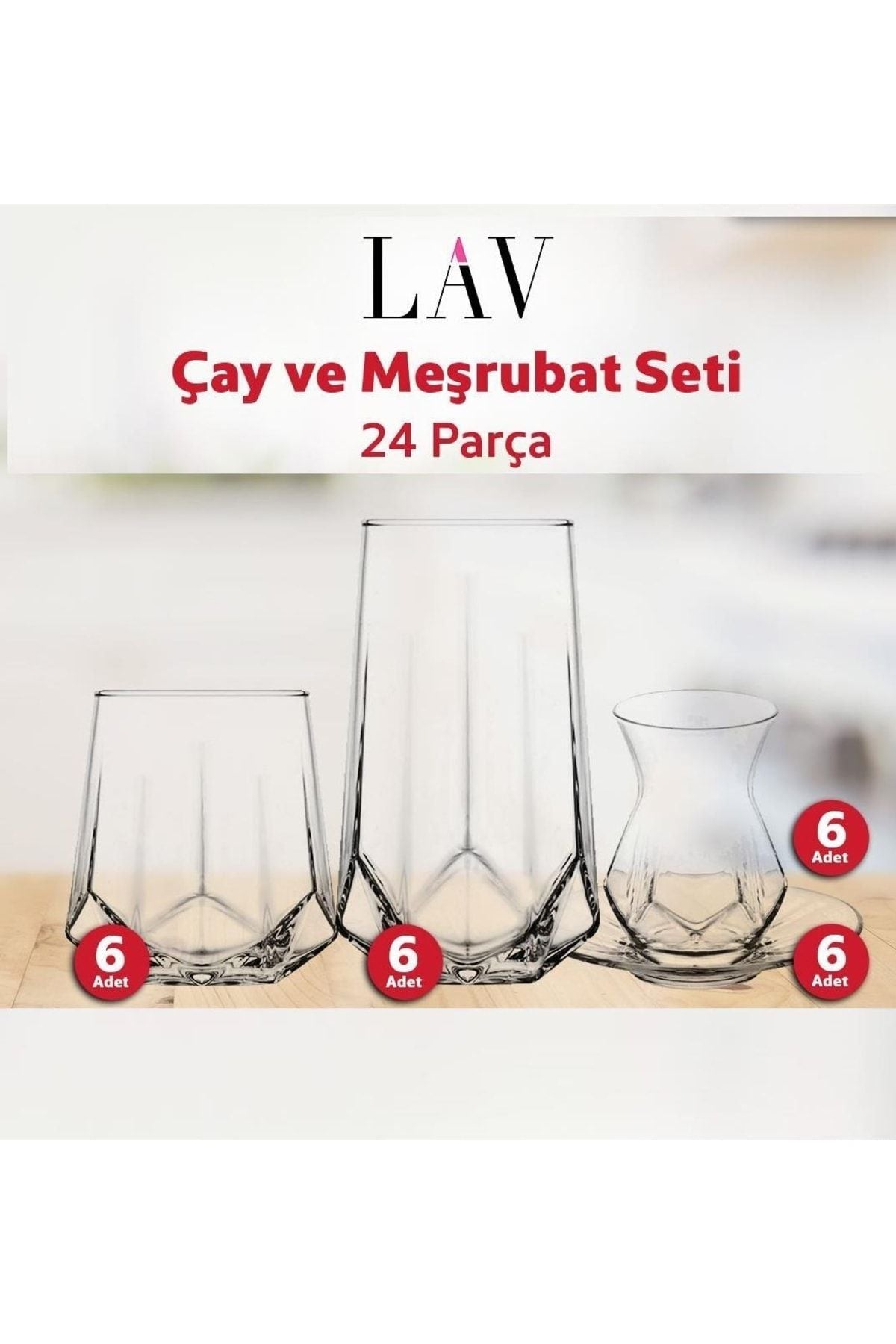 Lav Tea And Water Beverage Glass Set - 24 Pieces 1