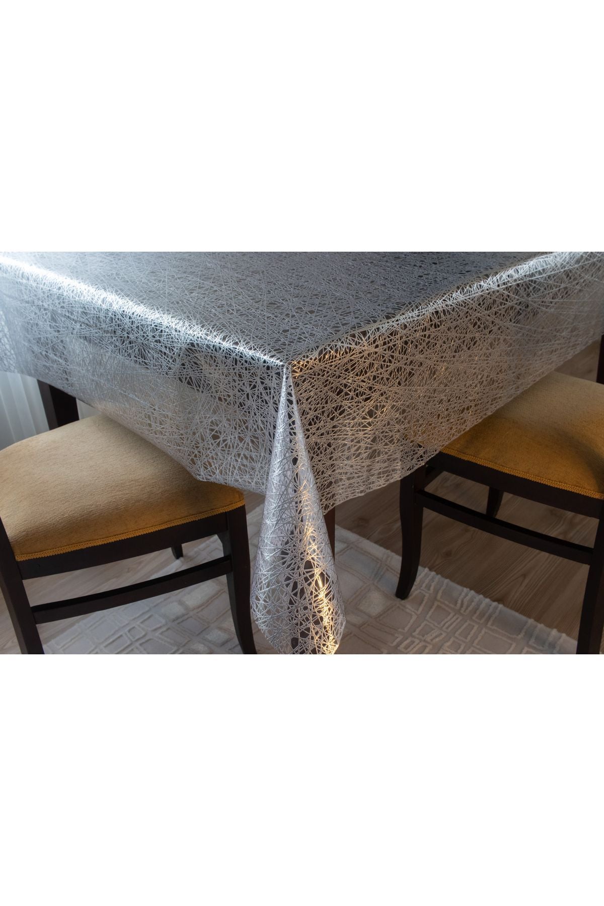 Barış Home Collection Luxury Wipeable Hygienic Thread Pattern Transparent Coated PVC Tablecloth 3