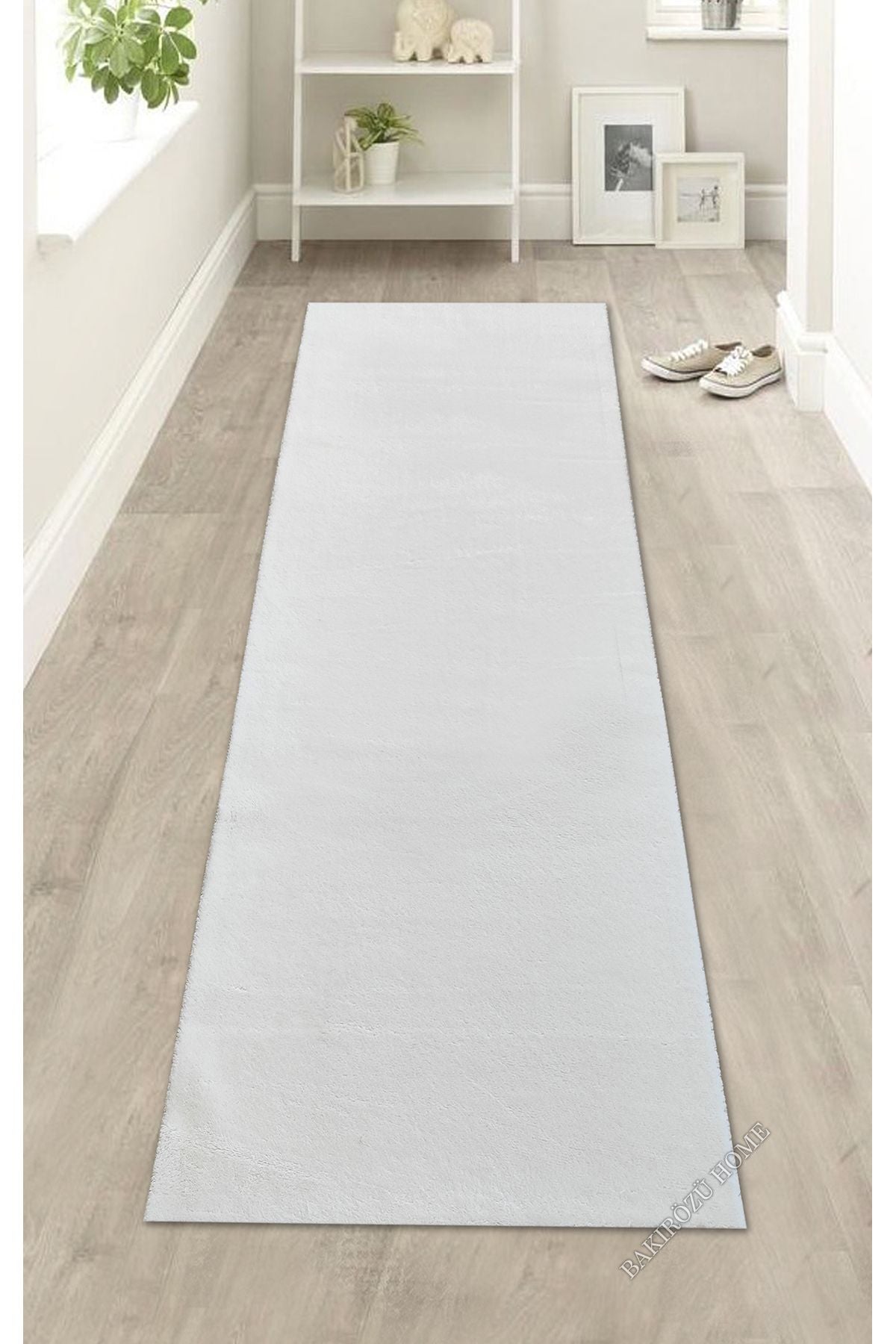 BAKIRÖZÜ HOME Non-Slip Base Plush Runner Carpet White 2