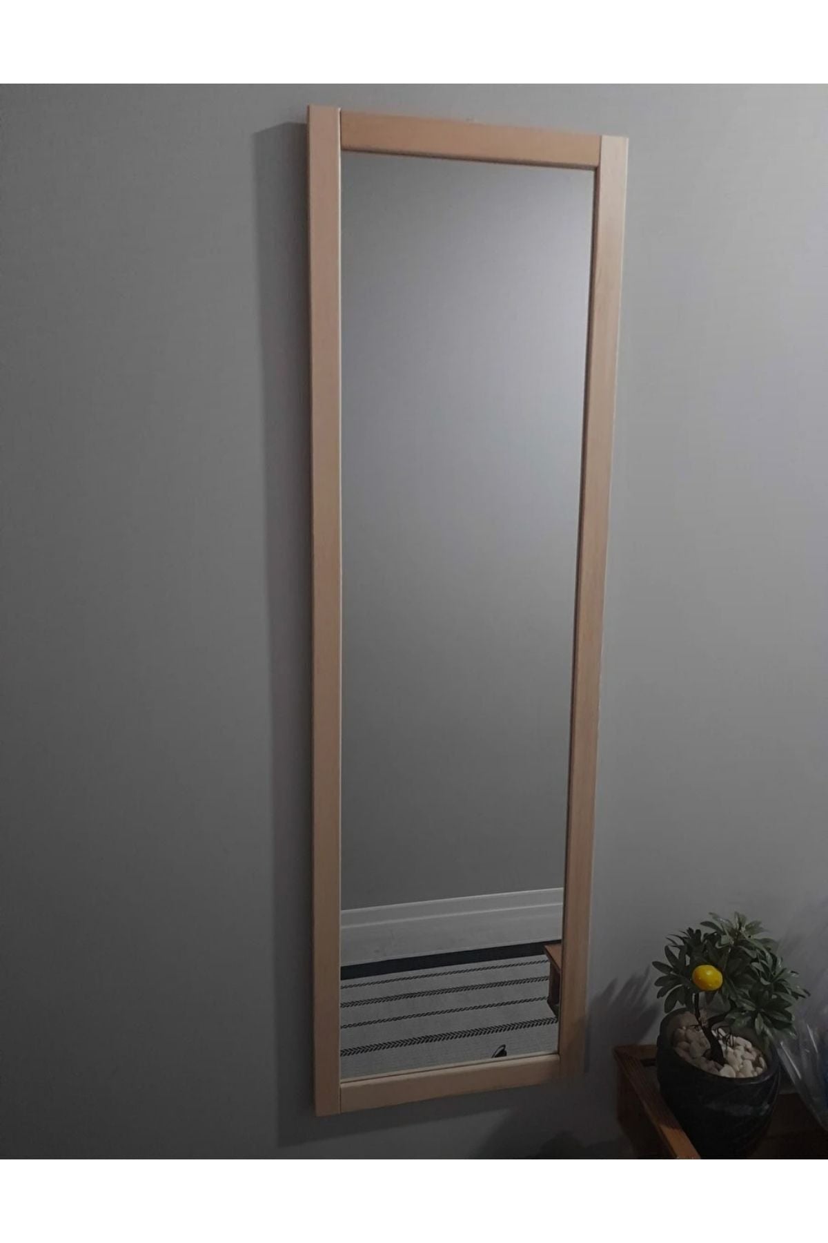 MİRRORSS Natural Wood Wall Hall Mirror Full-Length Mirror 121x37 3