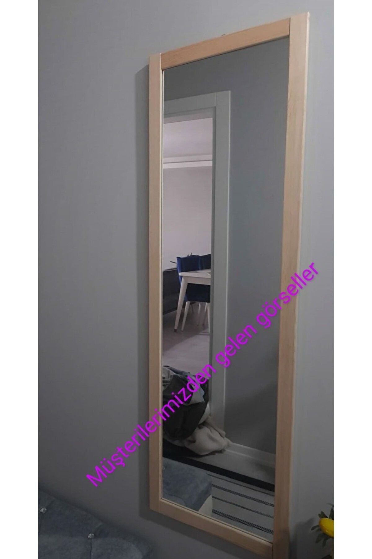 MİRRORSS Natural Wood Wall Hall Mirror Full-Length Mirror 121x37 7