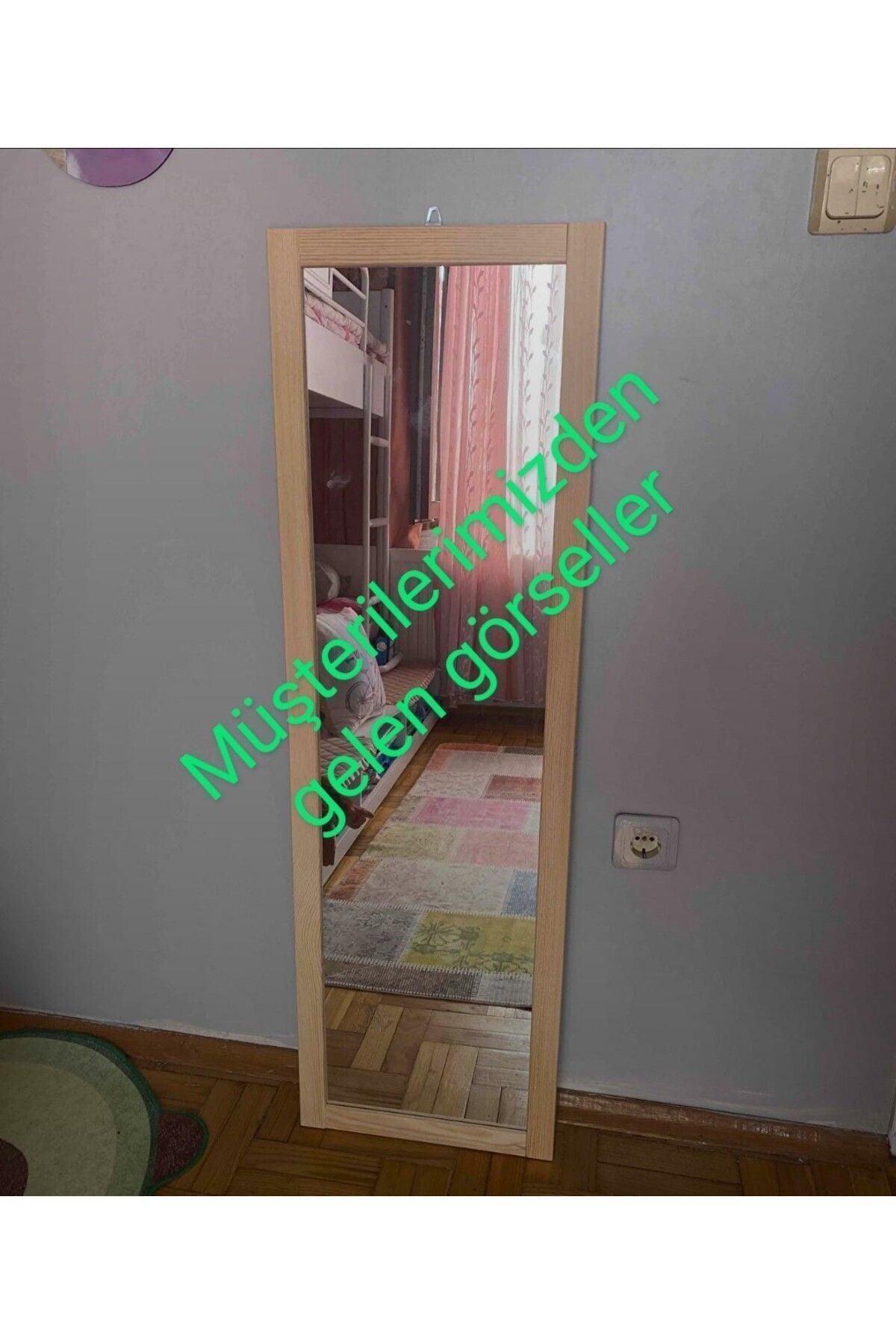 MİRRORSS Natural Wood Wall Hall Mirror Full-Length Mirror 121x37 8