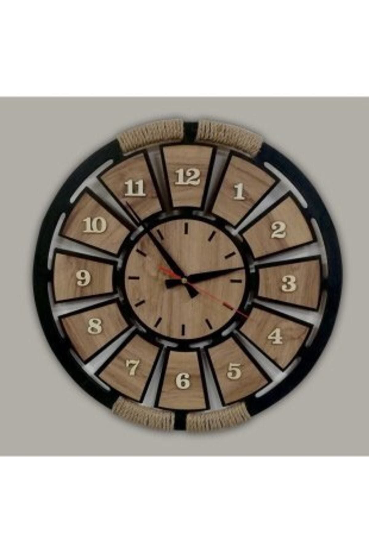 Genel Markalar Wooden Rope Decorative Wall Clock Dmswaall 1