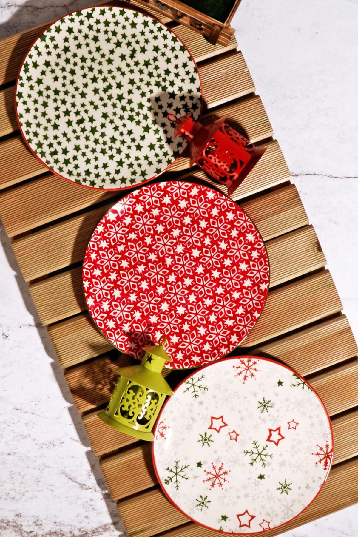 Kitchen Life 6-Piece Special Design Handmade 21cm Christmas Cake Plate Set 3