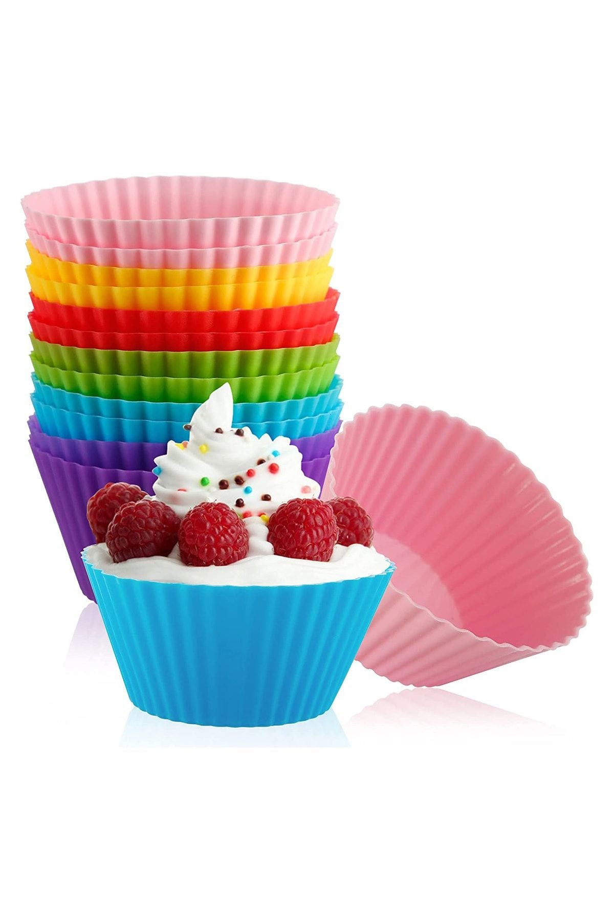 SILVERSTAR Muffin Silicone Mini Cake Mold - 24 Pieces Muffin Cups **Colorful** Non-Stick 1