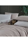 Conzaliza Elastic Fitted Cotton Double Duvet Cover Set | Gray Beige | 2