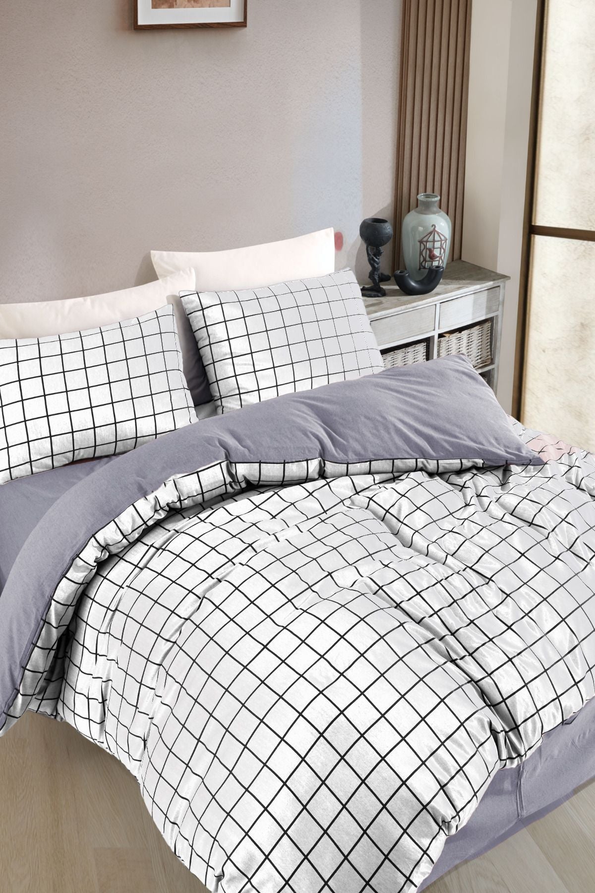 Mariva Home Plaid Double-Sided Double Duvet Cover Set 1