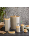 Bersachef Limpia Bamboo Patterned 5-Piece Bathroom Set Trash Bin Liquid Soap Dispenser Toothbrush Holder Box Cream 1