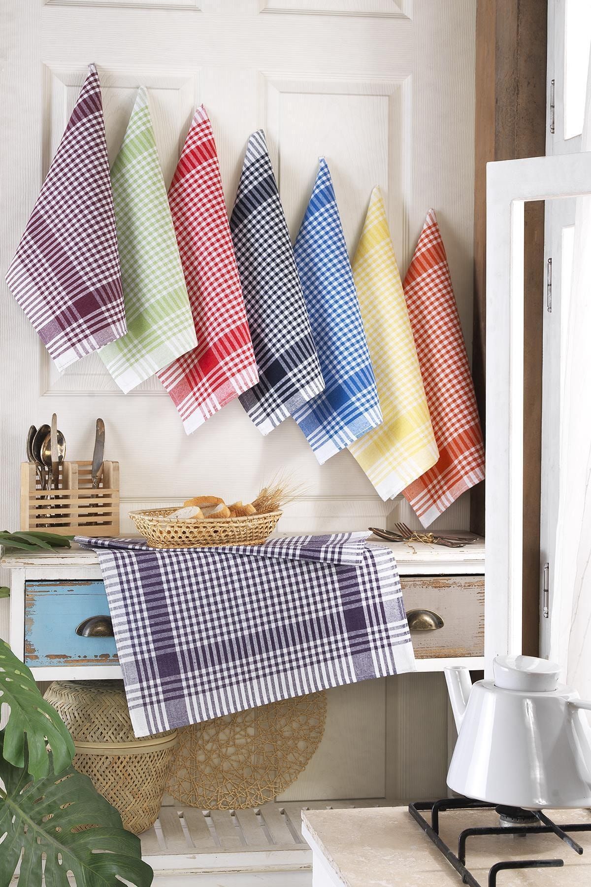 LENA 50x70 8-Piece Checkered Drying Cloth 2