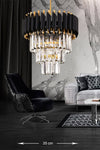 Avizemoda Palmira 35' Crystal Luxury Chandelier - (Black - Gold) 4