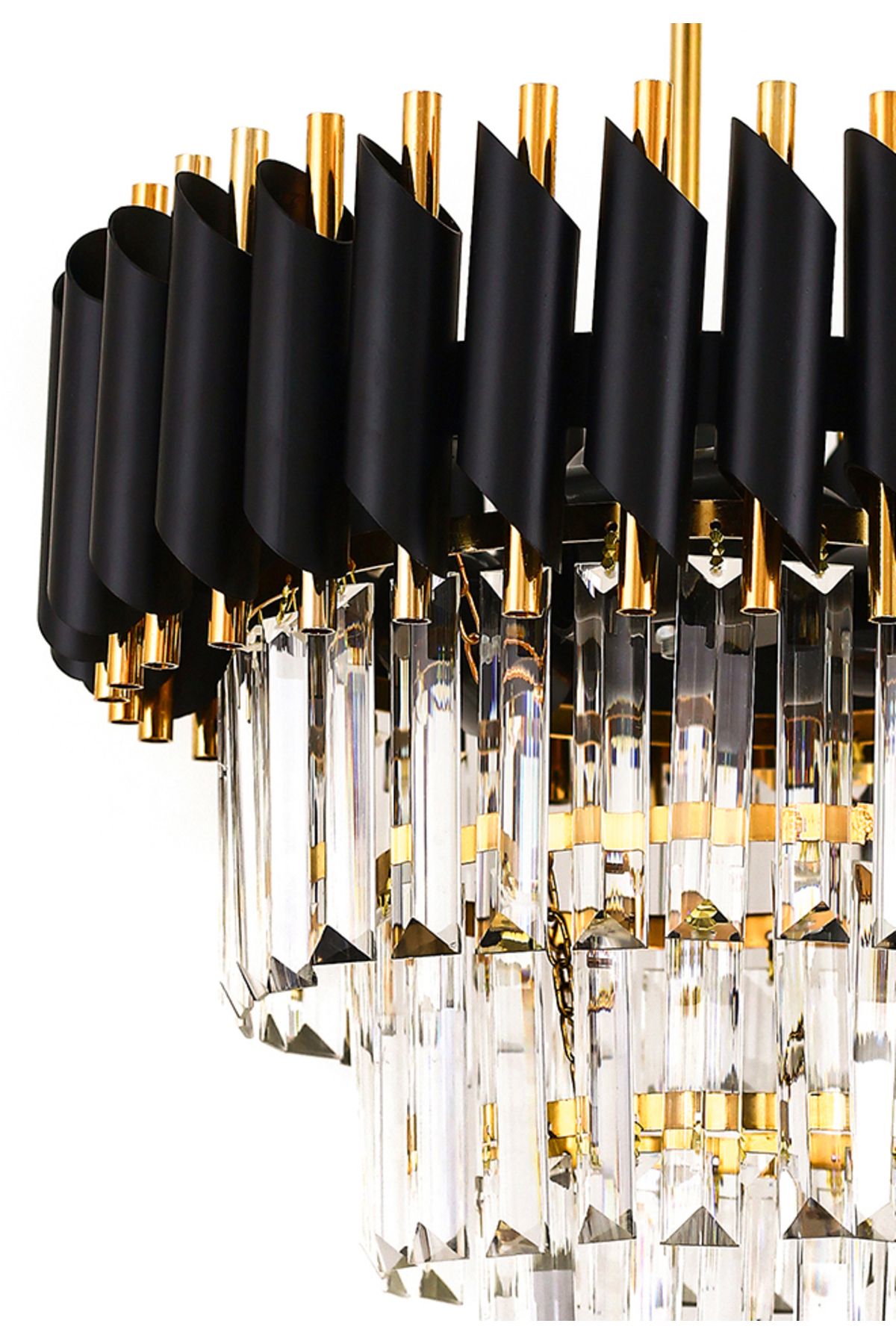 Avizemoda Palmira 35' Crystal Luxury Chandelier - (Black - Gold) 5