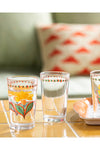 English Home Exotic Flower Glass Set of 6 Coffee Side Water Glass Pink - Orange 1