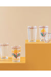 English Home Exotic Flower Glass Set of 6 Coffee Side Water Glass Pink - Orange 4