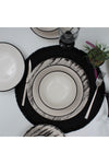 Arna Porselen Anka 24 Piece 6 Person Dinner Set - Patterned Black Mesh 6