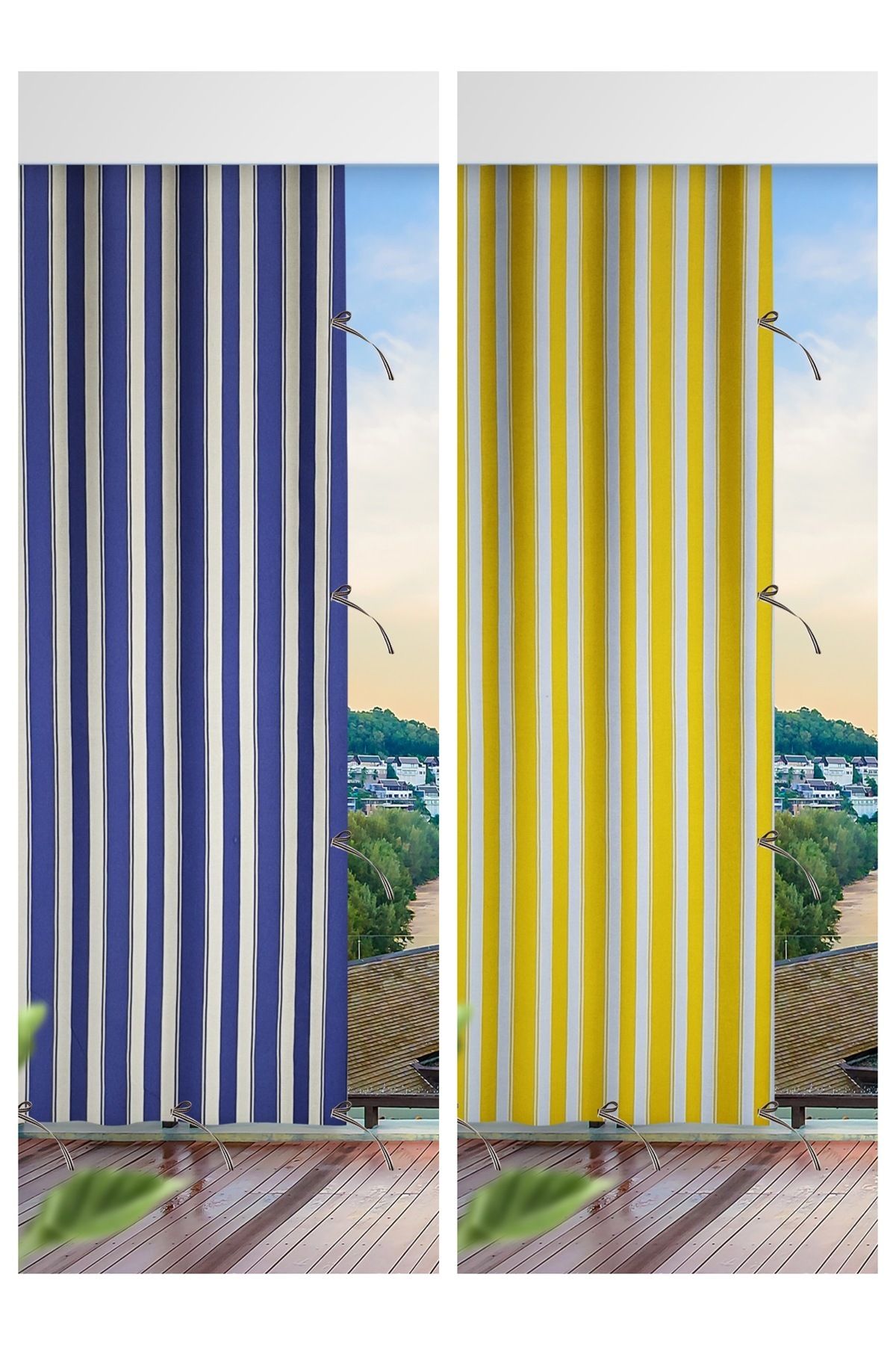 ERCANLI Balcony Curtain Tarpaulin Fabric - Waterproof - Thick - With Strings - With Buttons - Specify Color via Message 7