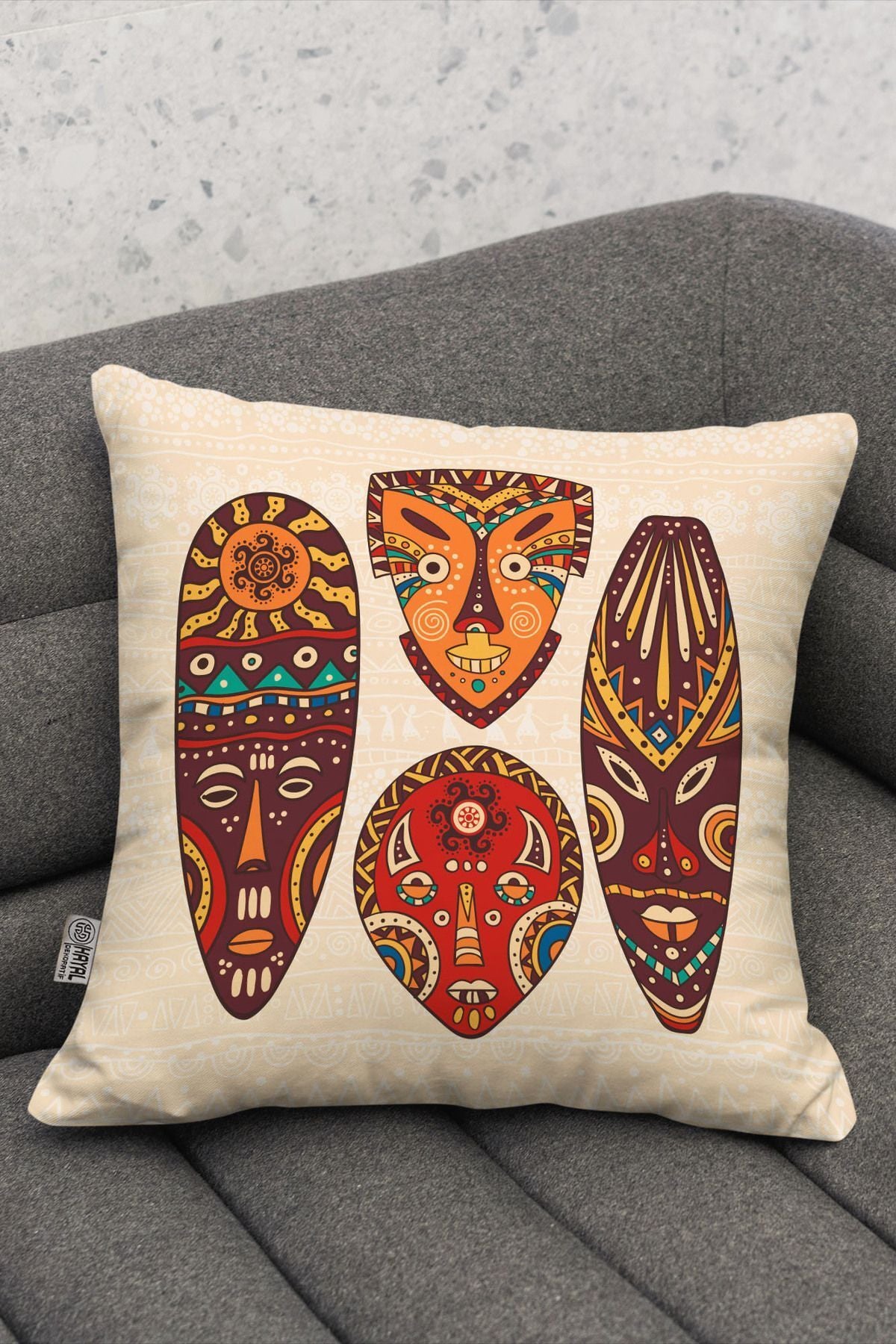 Hayal Dekoratif Africa Themed Red Yellow Gift 4-Pack Digital Printed Cushion Covers 2