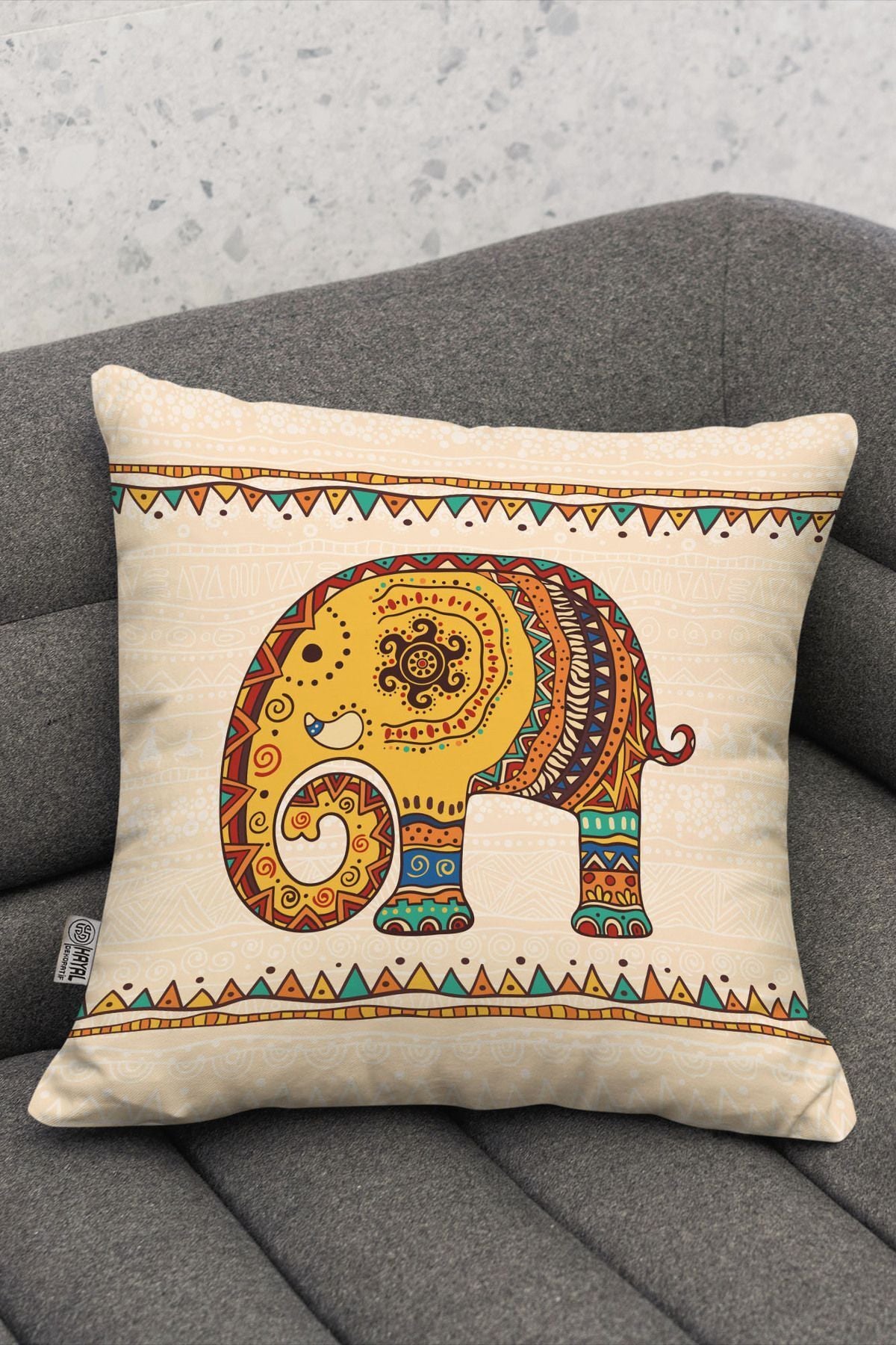 Hayal Dekoratif Africa Themed Red Yellow Gift 4-Pack Digital Printed Cushion Covers 4