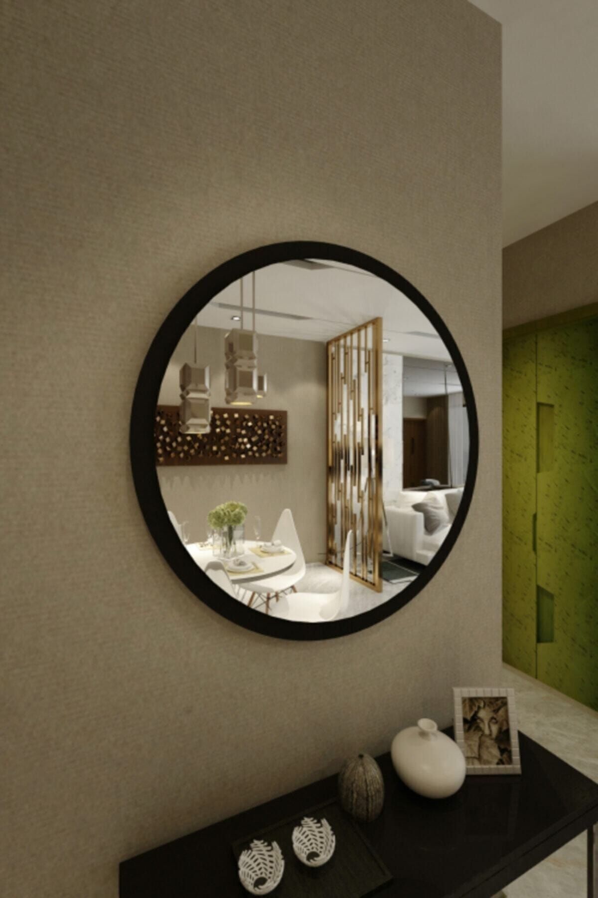 Fatma Keskinoğlu İkizler Çeyiz Merlin Decorative Console Mirror Matte Black 59cm 1