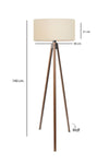 HOMING Desert Beige Round Fabric Cylindrical Shade Wooden Tripod Floor Lamp Ayd-2581 3