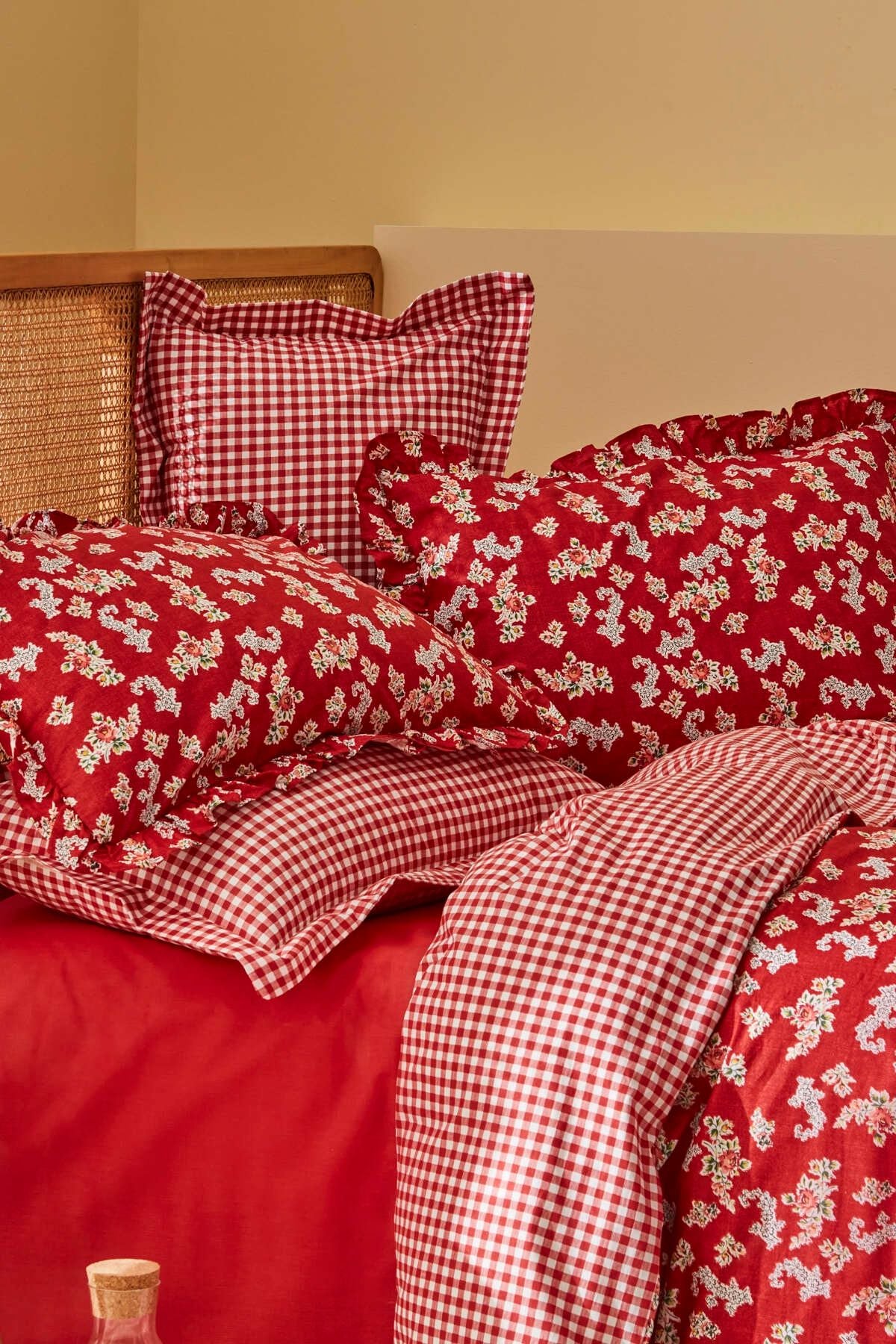 Karaca Home Carlo 100% Cotton Double Duvet Set Red 2