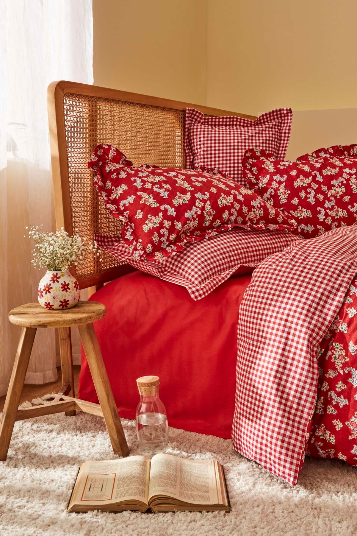 Karaca Home Carlo 100% Cotton Double Duvet Set Red 4