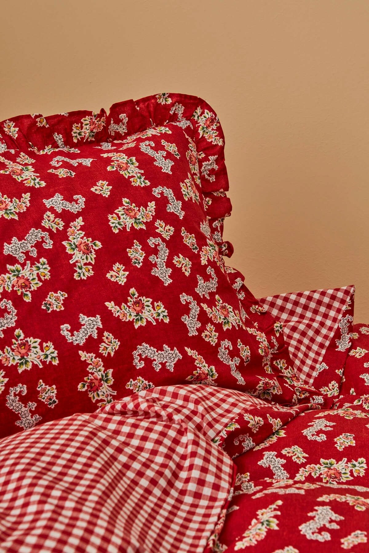 Karaca Home Carlo 100% Cotton Double Duvet Set Red 6