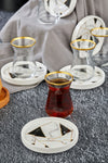 Babion Gold Gilded Decor 12 Piece Tea Glass Set Mosaic, Tea Set 2