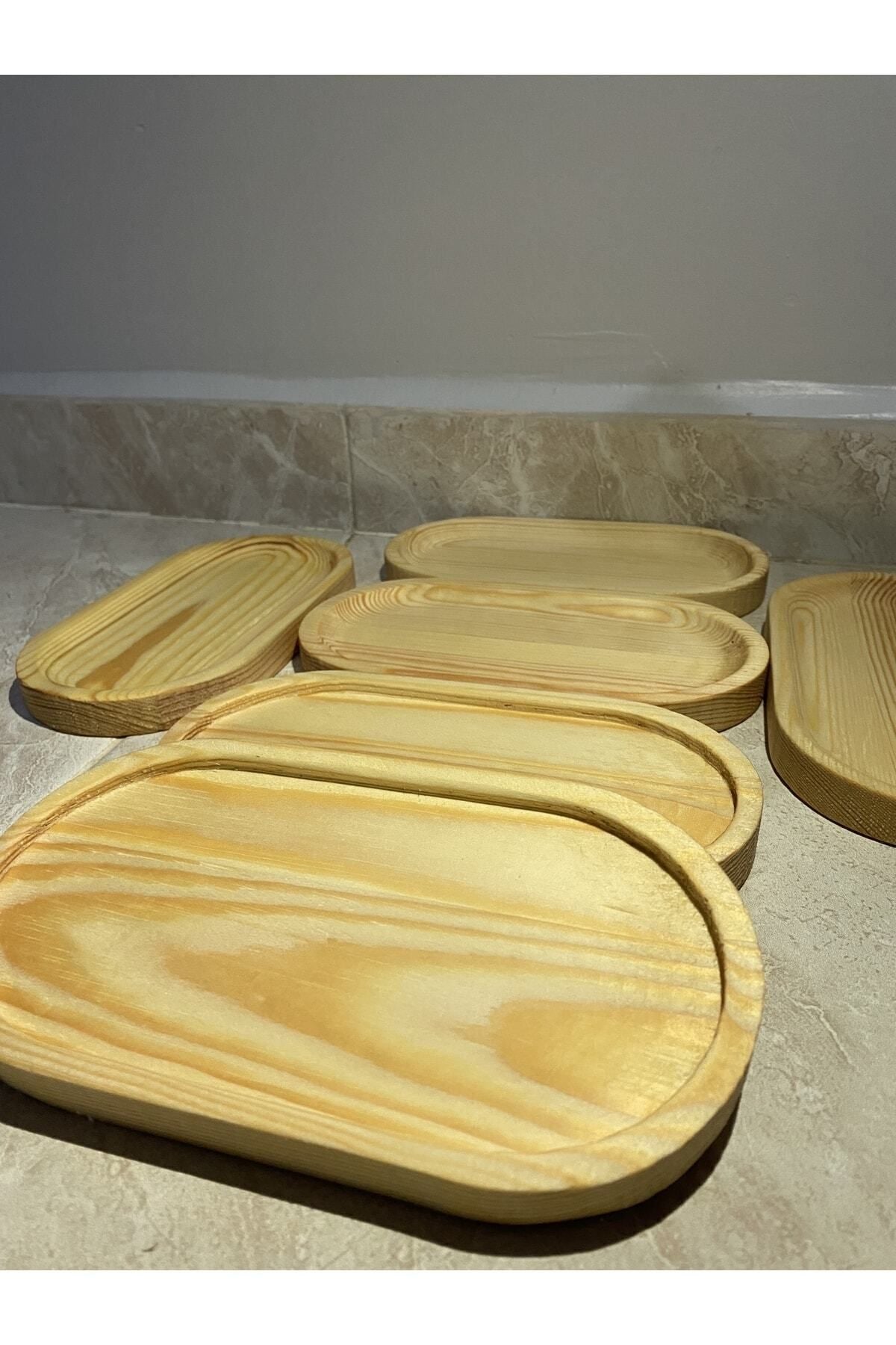 Tinex Natural Wood Oval Snack Serving Set of 6 3