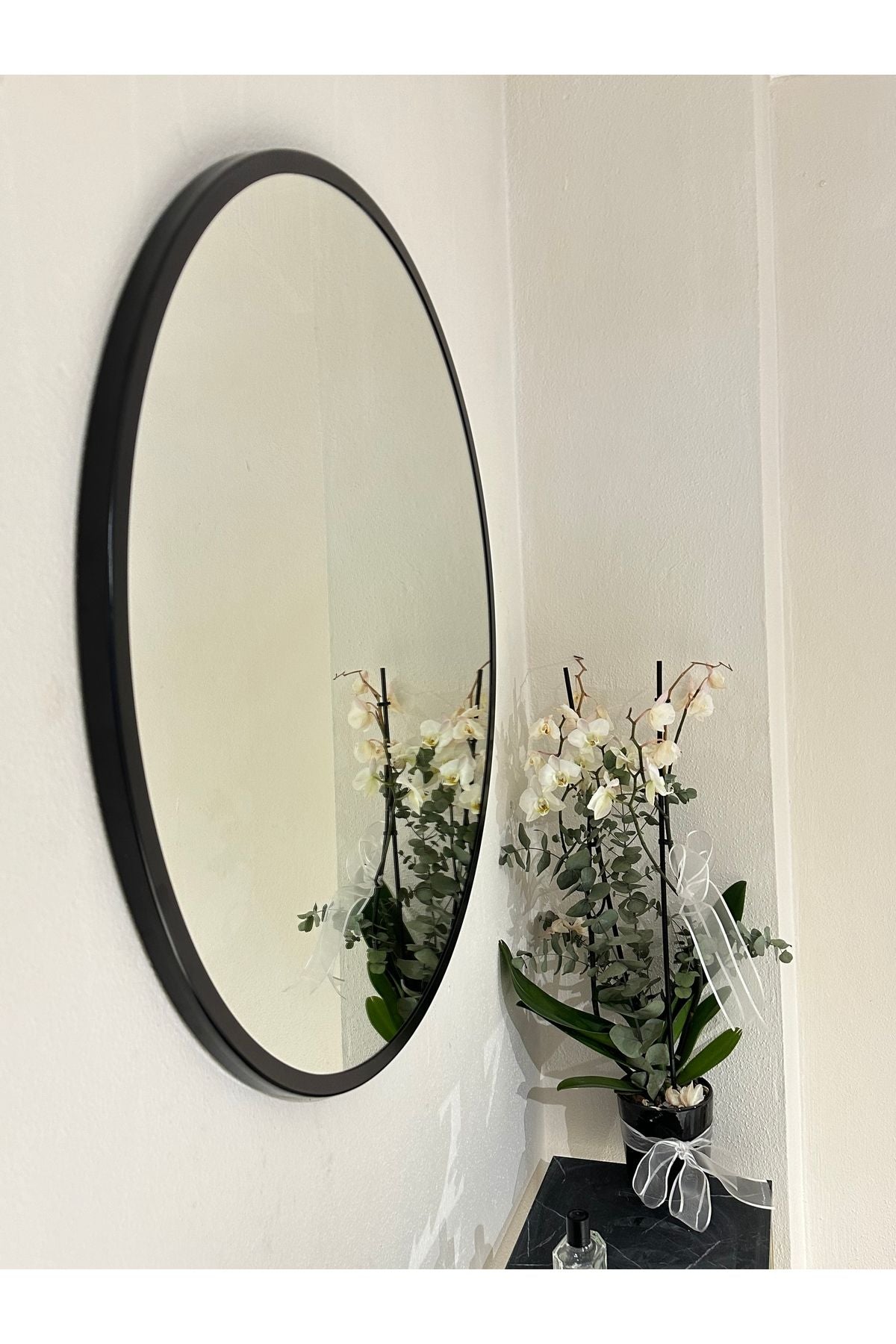 Ersan Dizayn Metal Black Decorative Round Mirror Diameter 70 cm 2