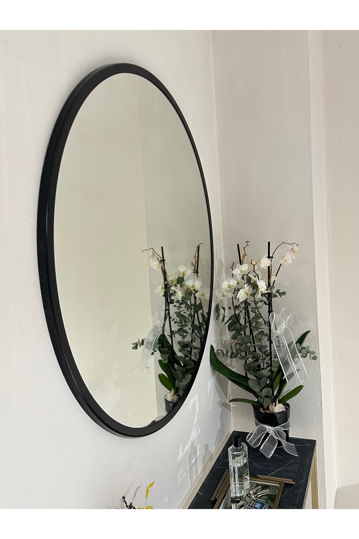 Ersan Dizayn Metal Black Decorative Round Mirror Diameter 80 Cm 3