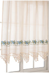 TUNCAY TEKSTİL Blue Embroidered Buldan Work Embroidered Lace Linen Curtain 2