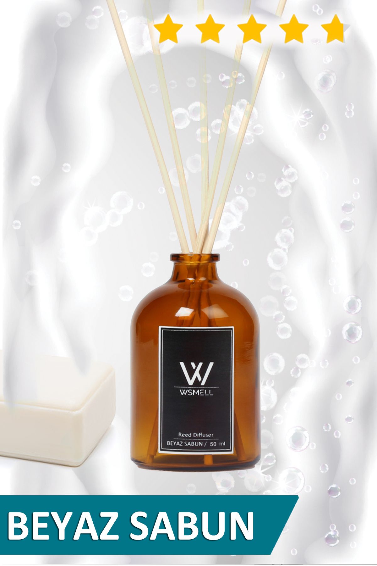 WSMELL White Soap Bamboo Stick Natural Room Fragrance Odor Eliminator 2