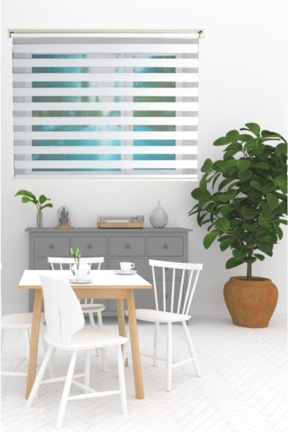 CLARISS HOME Zebra Roller Blind Plain White Kitchen Living Room Balcony 5