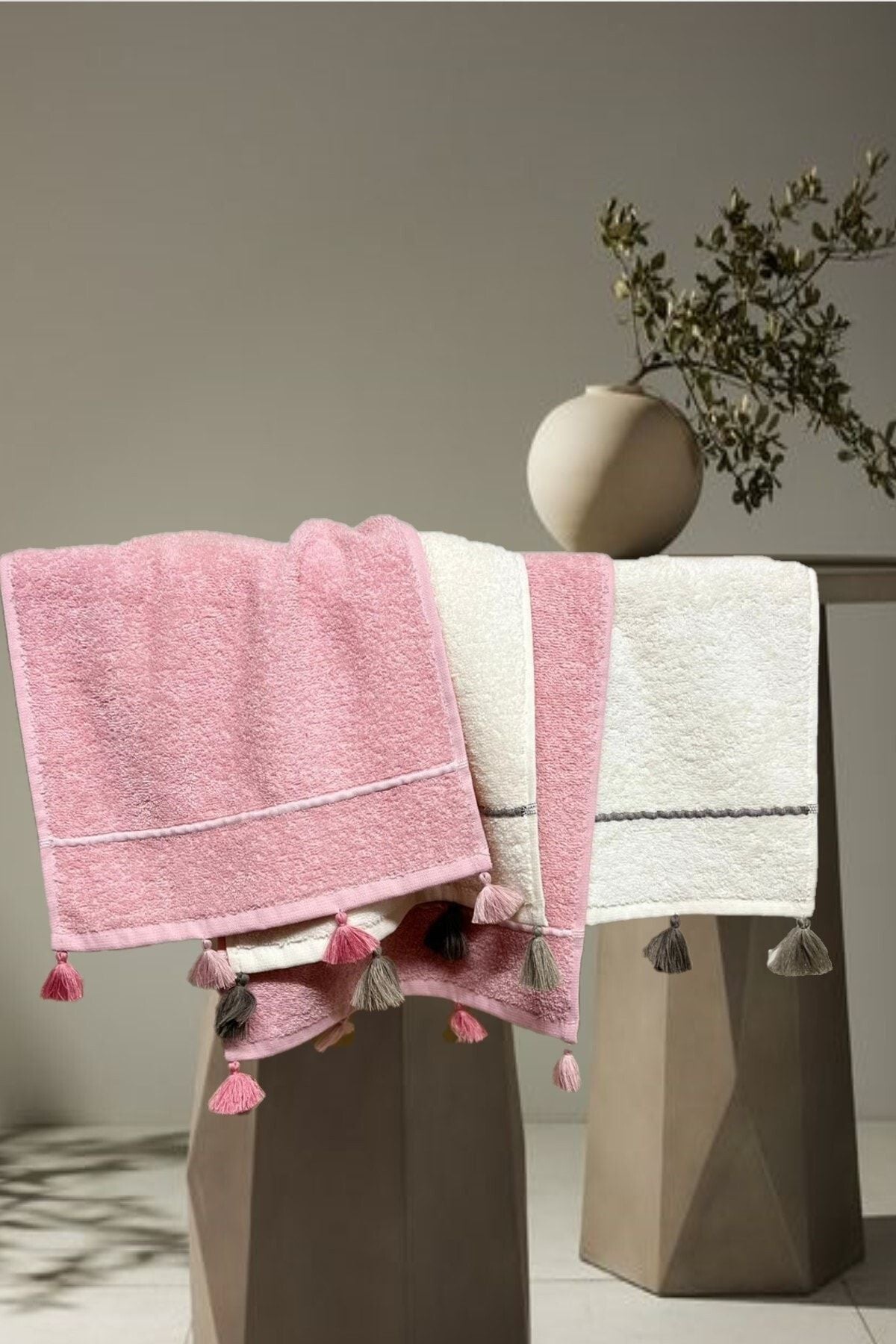 Mariva Home Pompom Pinky (3) 4 Pack Hand Towel Kitchen Towel 2