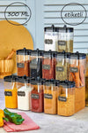 FBZhome 12-Piece Self-Lidded Spoon and Labeled Acrylic Spice Jar Set 300 ml 1