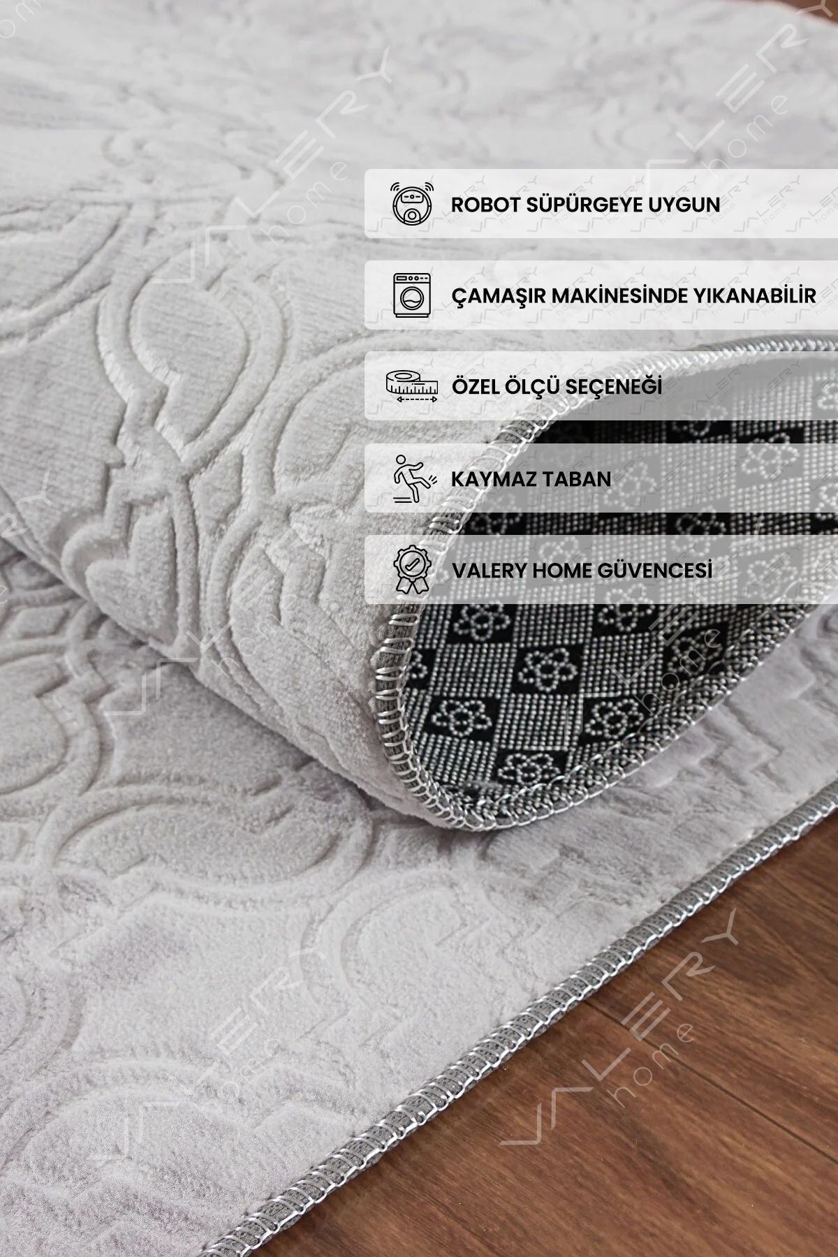 Valery Home Vl Washable Non-Slip Backing Violin Embossed Cut Roll Carpet Runner Grey Z1002b 1