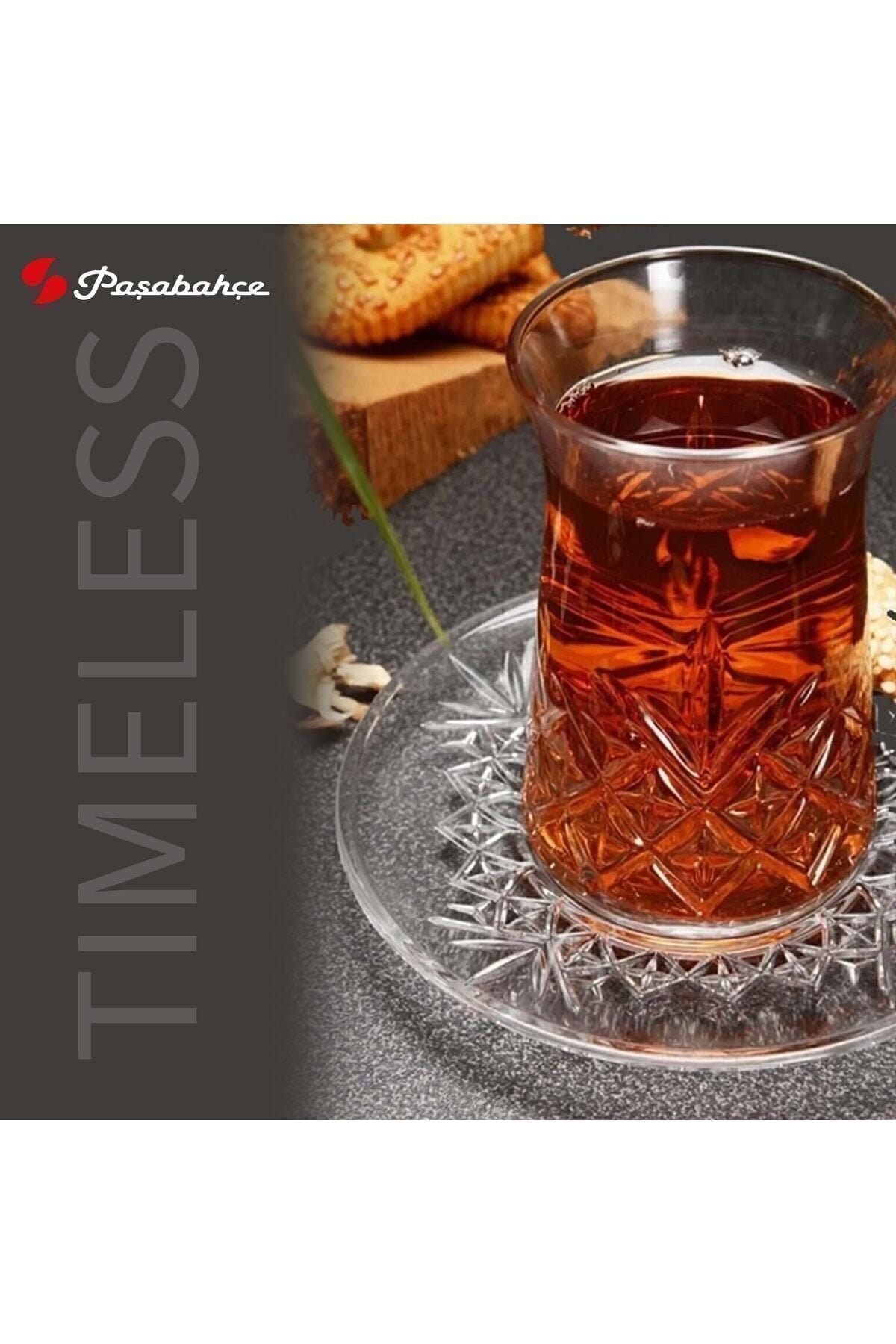 Paşabahçe Timeless Tea Glass and Saucer Set for 12 People 24 Pieces 3