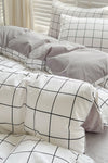 İQON Fitted Sheet Duvet Cover Set Double White Small Square White Grey 4