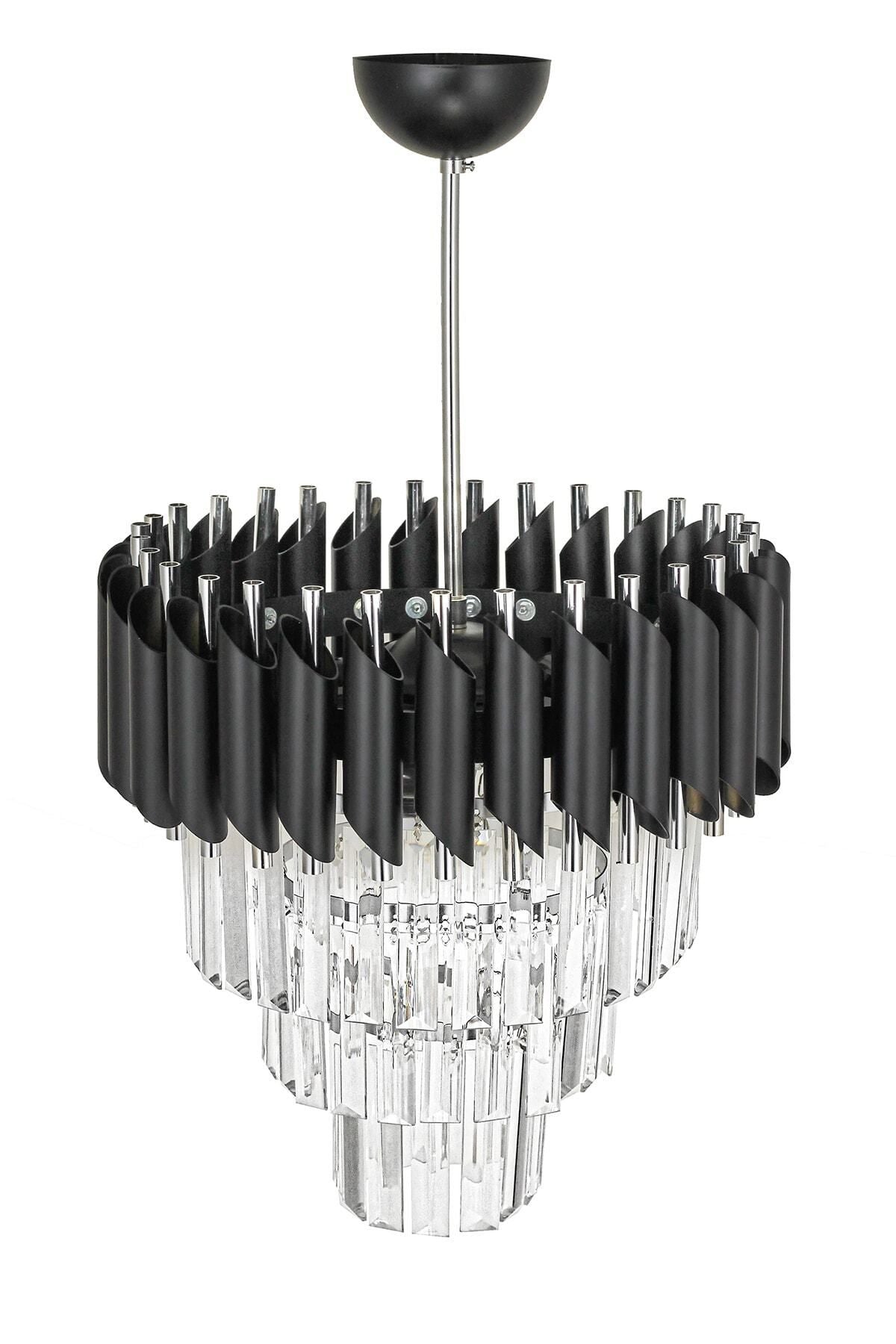 Avizemoda Palmira 35' Luxury Crystal Chandelier - (Black - Chrome) 7